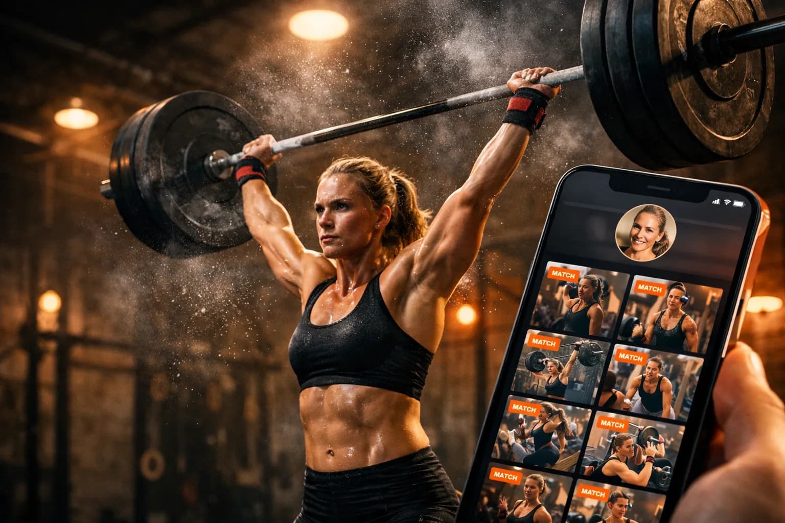 Atleta de crossfit levantando barra