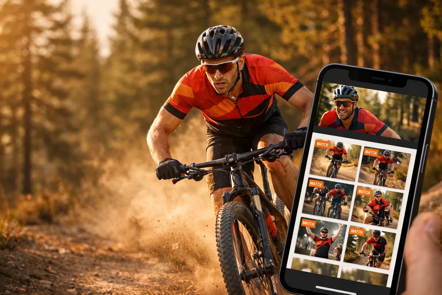 Ciclista em trilha de mountain bike